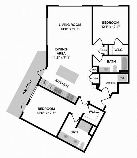 2 bed 2 bath Westminster Floor Plan at The Ridge, Ohio, 45202